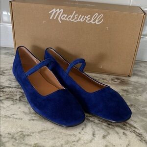 ❤️ Madewell Women's Blue Suede Greta Ballet Flat Shoes Sz 7 NWT NIB